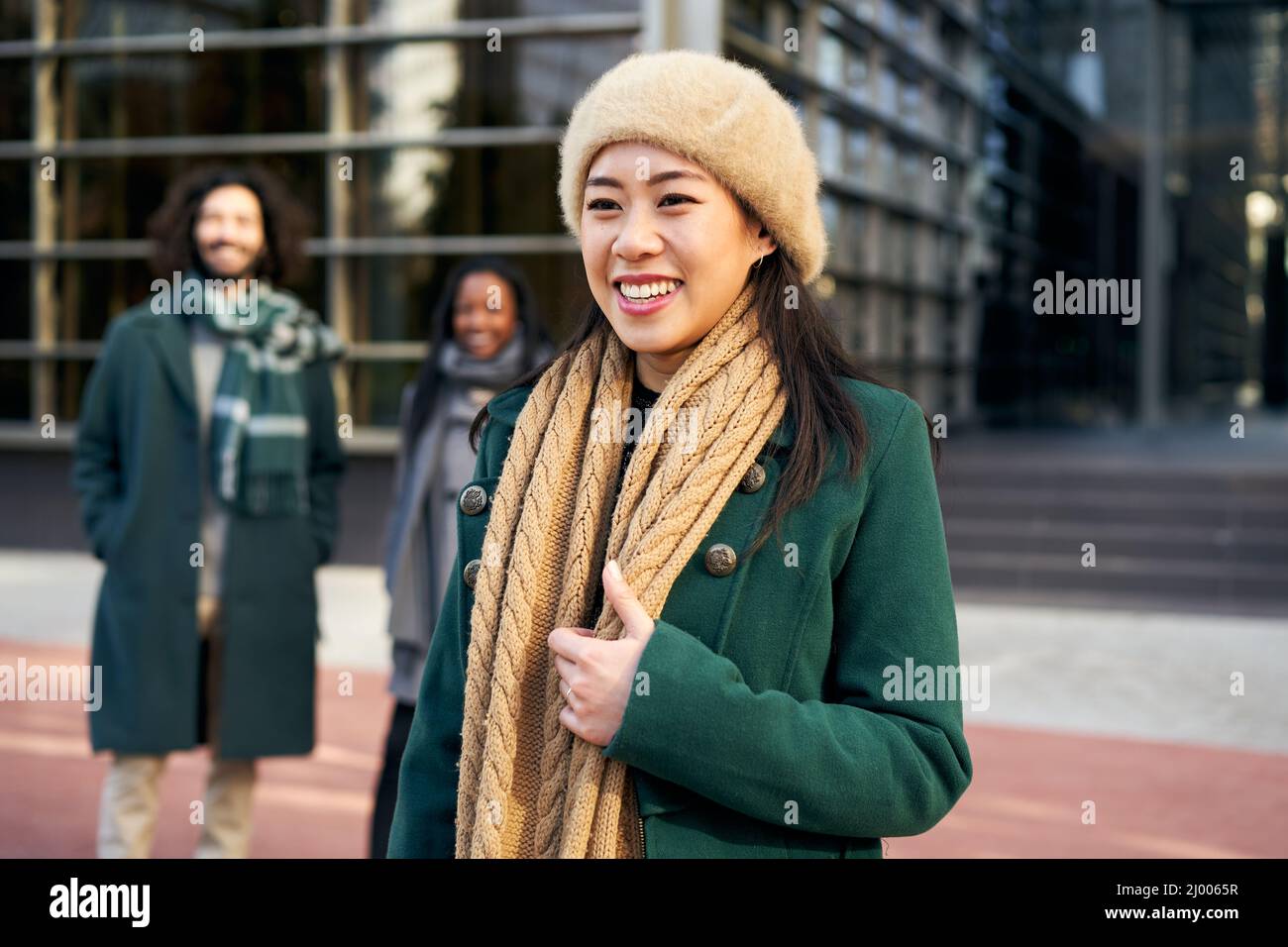 Portrait of Asian Business woman smiling outdoors. Stock Photo