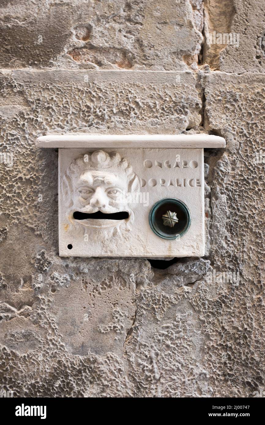 Ornate Letterbox and Door Bell Venice Italy Stock Photo