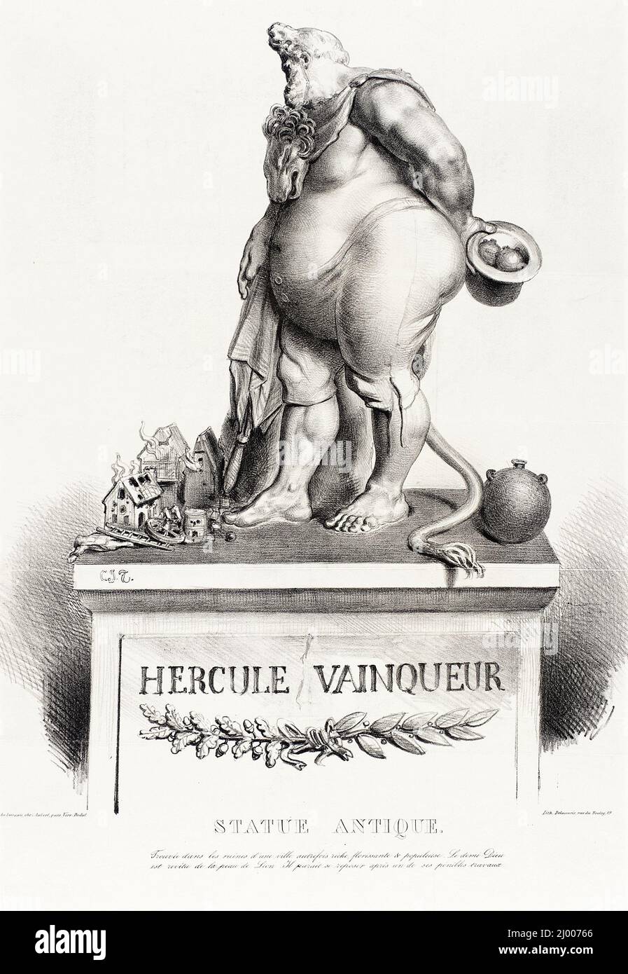 Hercules Triumphant. Joseph Traviès (Switzerland, Wülflingen, active France, 1804-1859). Switzerland, 1834. Prints; lithographs. Lithograph Stock Photo