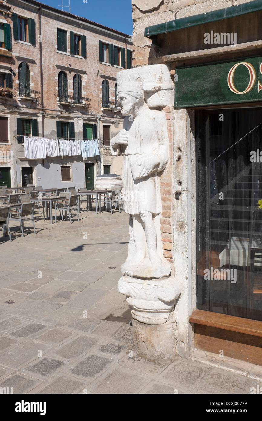 Antonio Rioba with Metal Nose Campo dei Mori Cannaregio Venice Veneto Italy Stock Photo