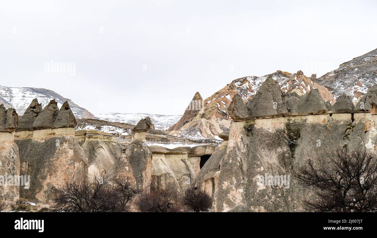 Geological formations and fairy chimneys in Cappadocia, Turkey Stock ...
