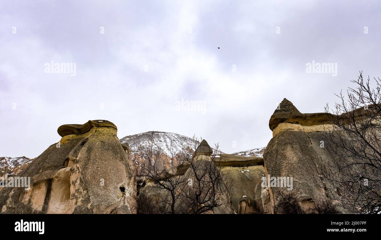 Geological formations and fairy chimneys in Cappadocia, Turkey Stock ...