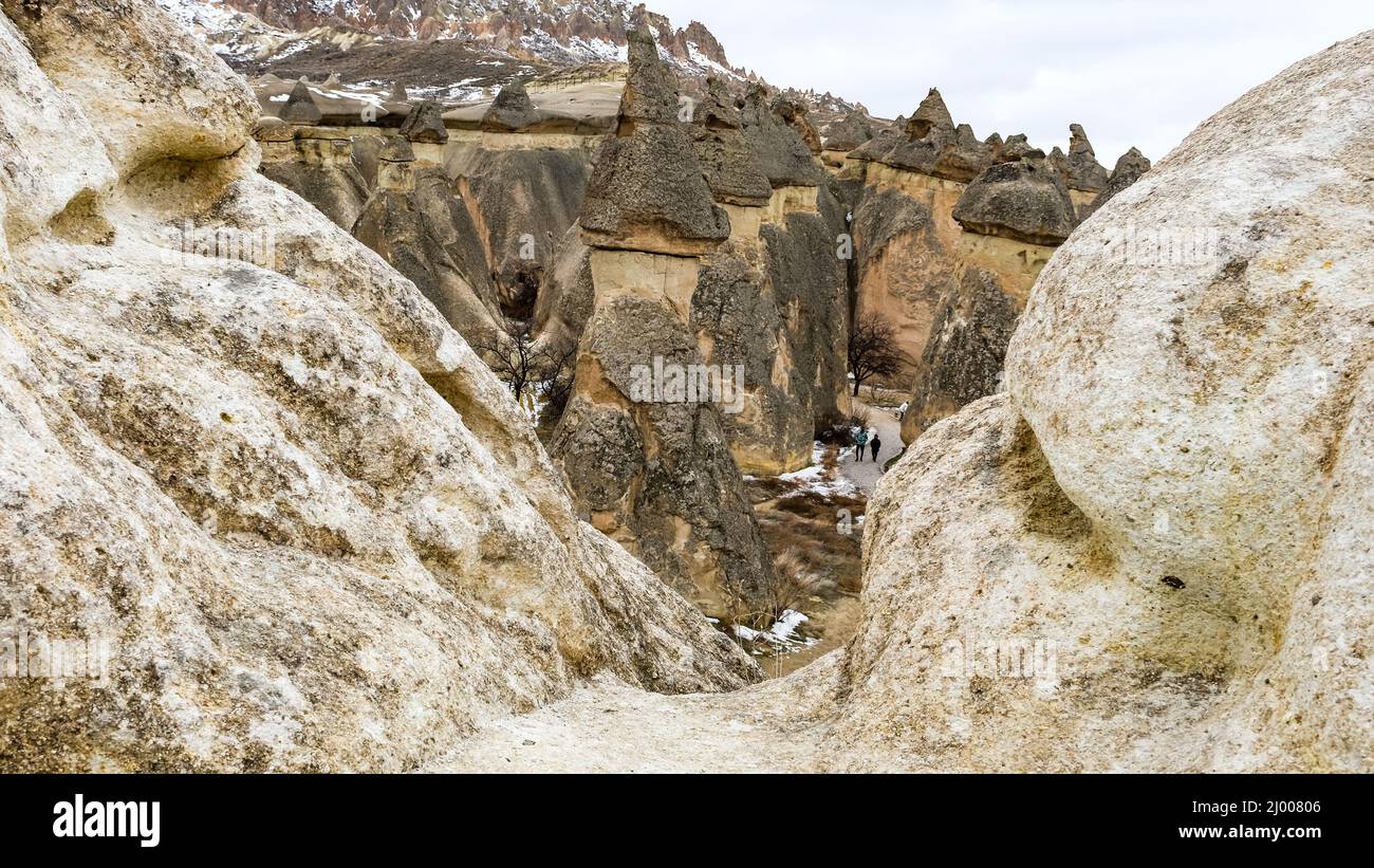Geological formations and fairy chimneys in Cappadocia, Turkey Stock ...
