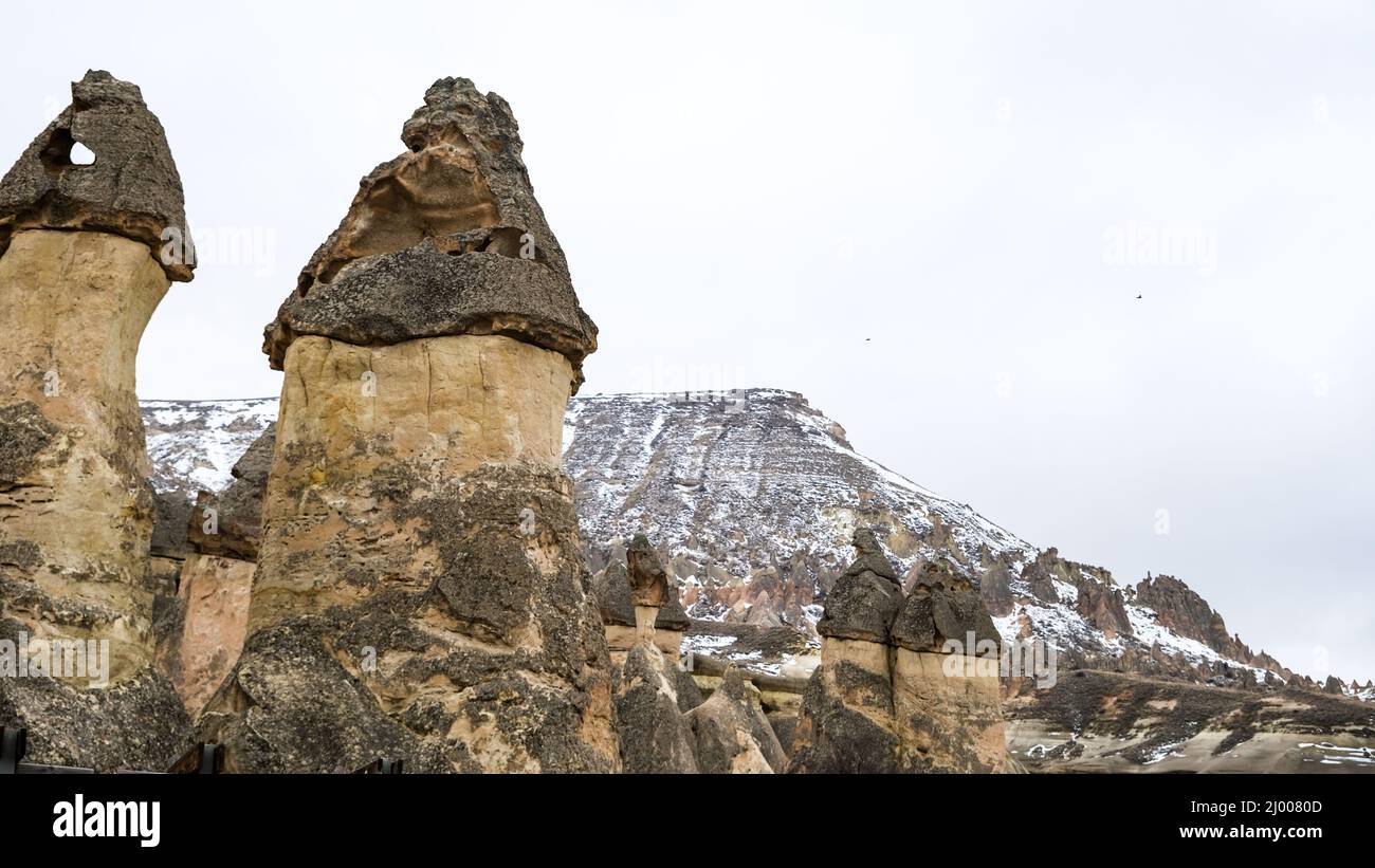 Geological formations and fairy chimneys in Cappadocia, Turkey Stock ...