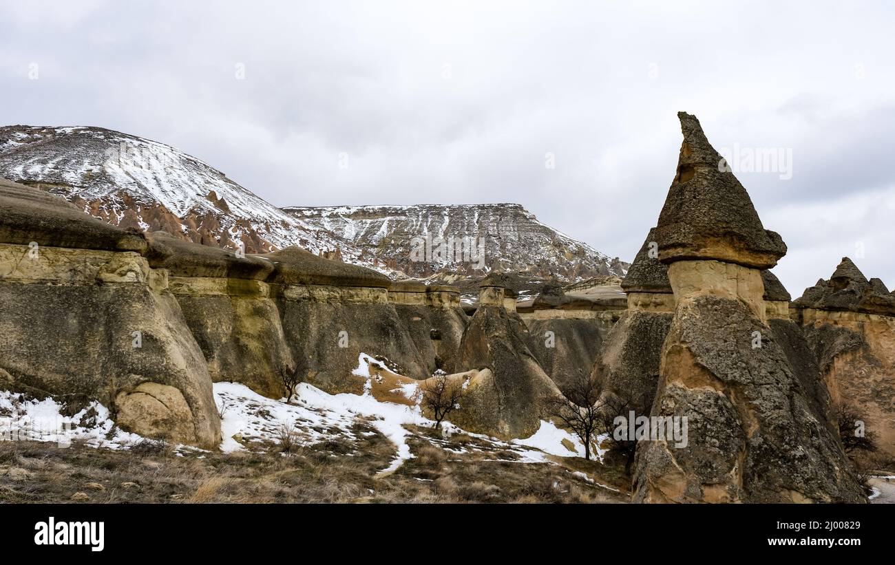 Geological formations and fairy chimneys in Cappadocia, Turkey Stock ...