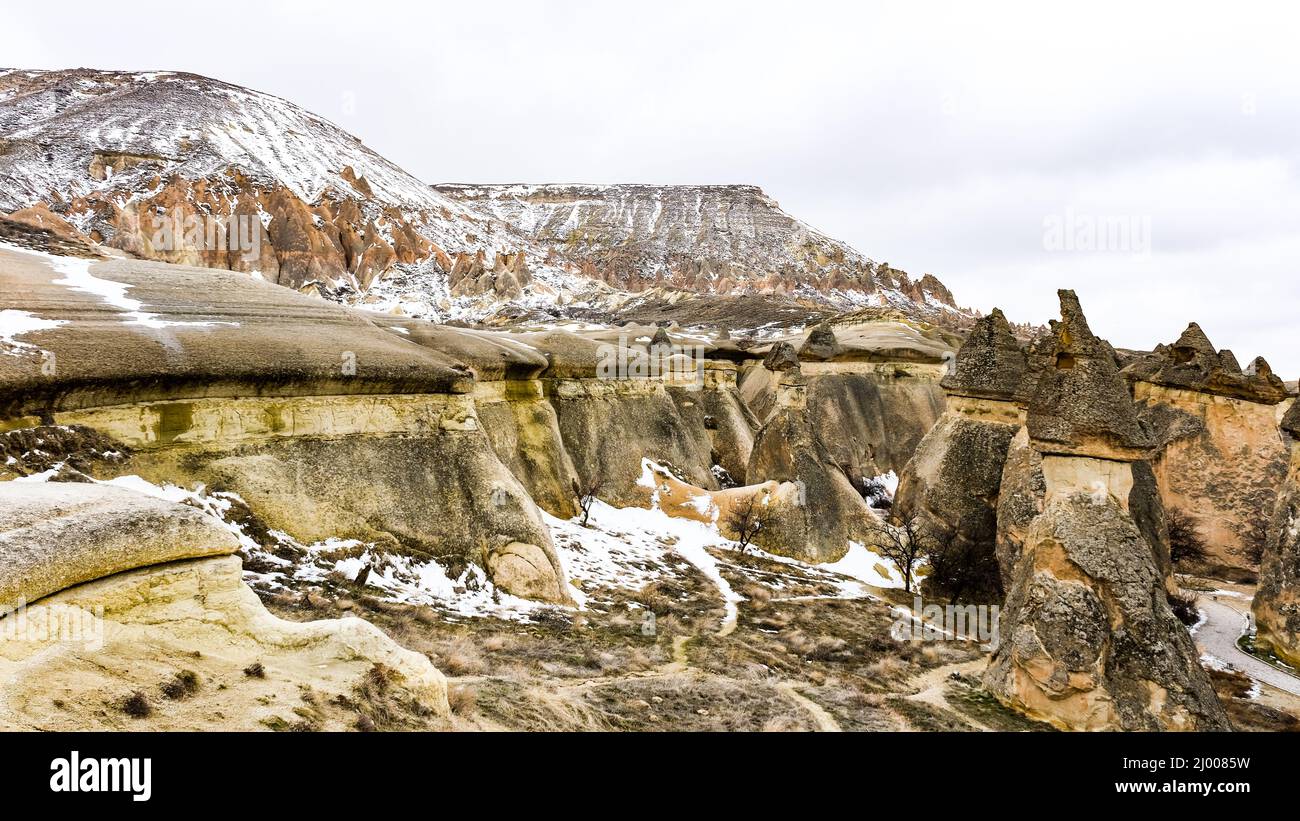 Geological formations and fairy chimneys in Cappadocia, Turkey Stock ...
