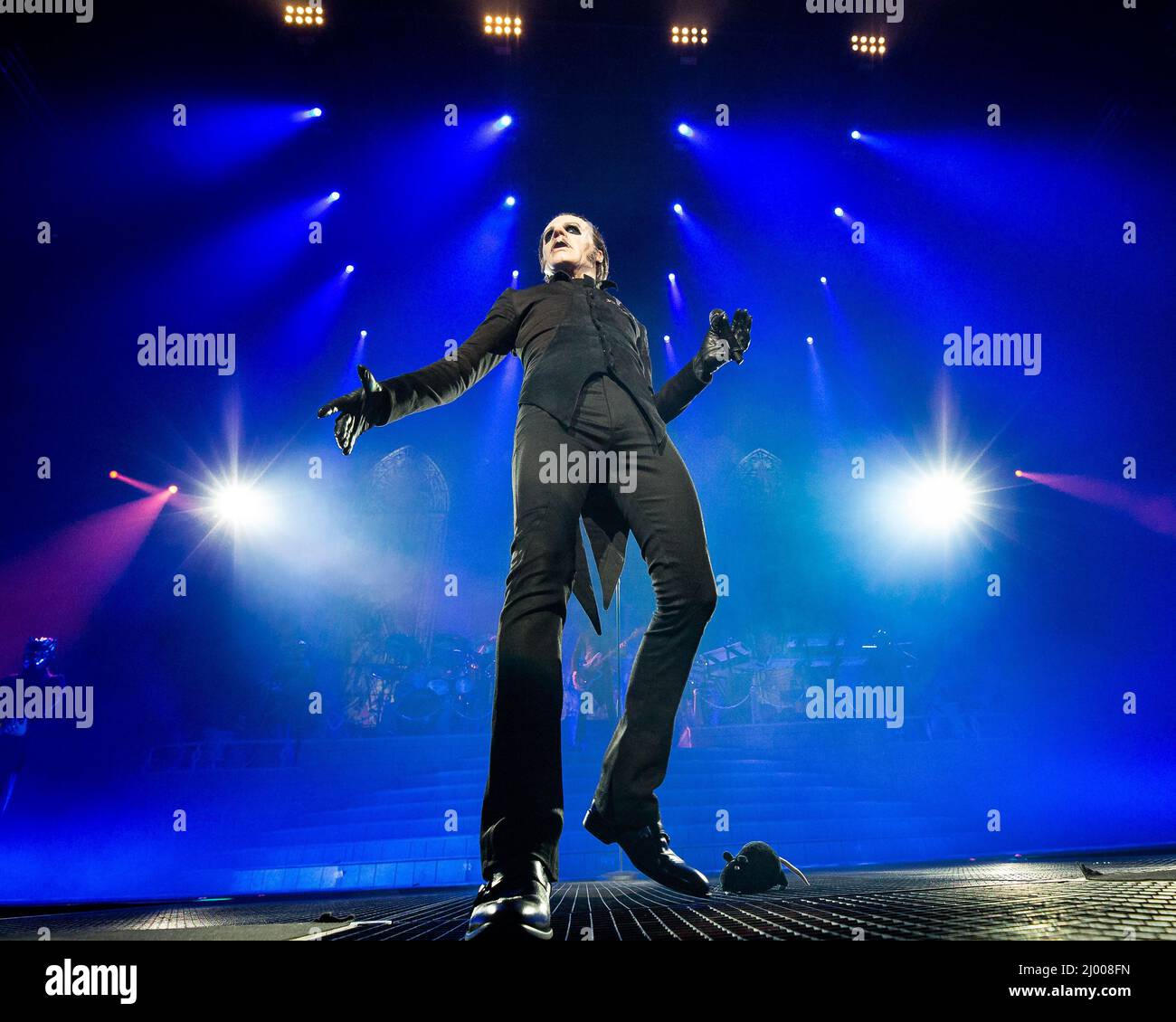 Tobias Forge of rock band Ghost performing live in concert at Oslo Spektrum on 22 February 2019 Stock Photo