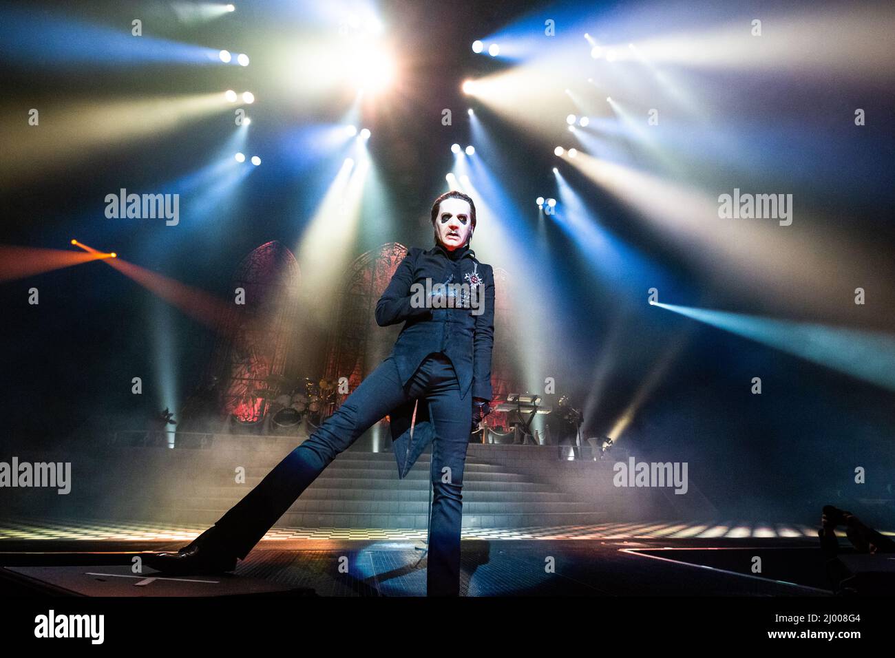 Tobias Forge of rock band Ghost performing live in concert at Oslo Spektrum on 22 February 2019 Stock Photo