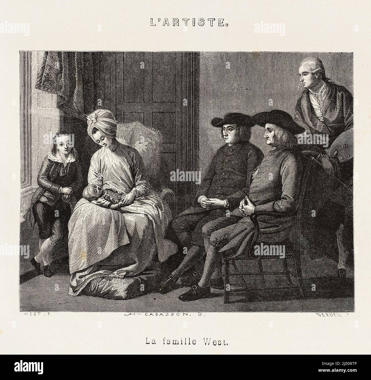 La Famille West. Pierre Verdeil (France, Nîmes, 1812-after 1874). France, 1857. Prints; engravings. Wood engraving Stock Photo