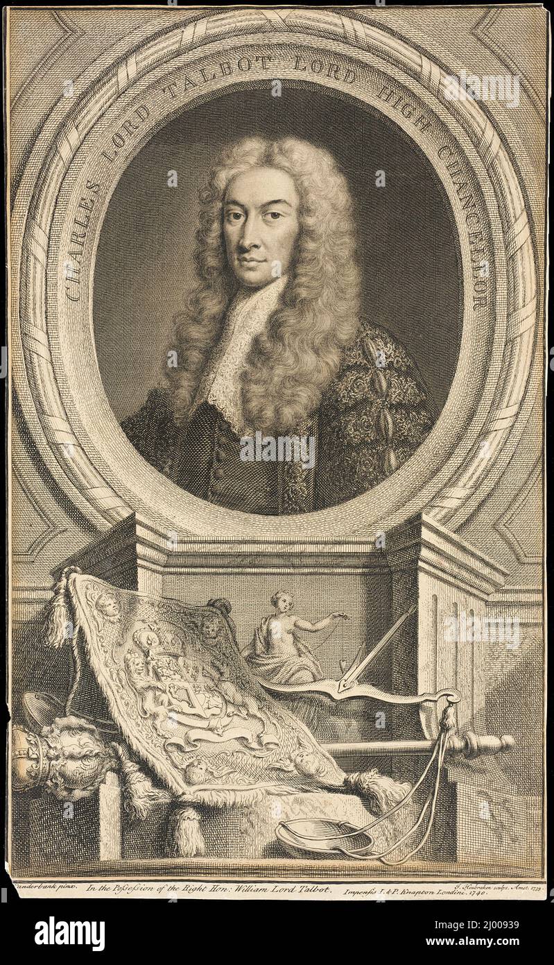 Charles Lord Talbot, High Grand Chancellor. Jacob Houbraken (Holland, Dordrecht, 1698-1780). Holland, 1739, published 1740. Prints; engravings. Engraving Stock Photo