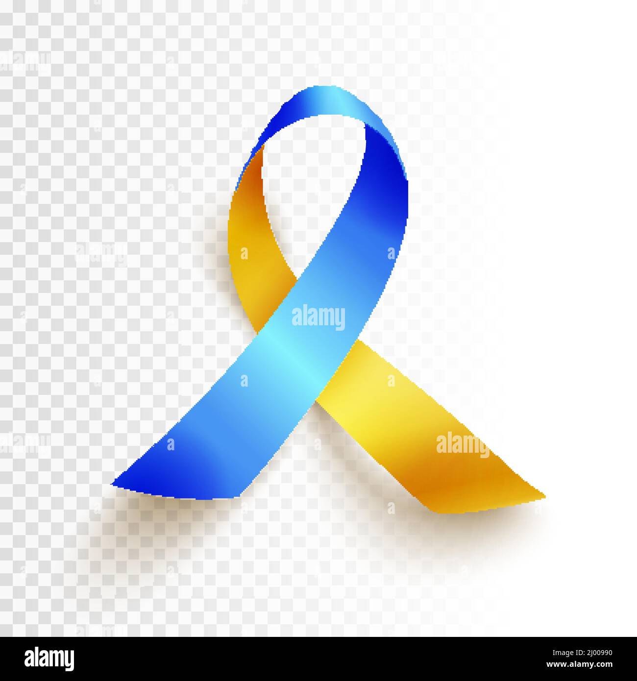 World Down Syndrome day. March 21. Realistic blue yellow ribbon symbol ...