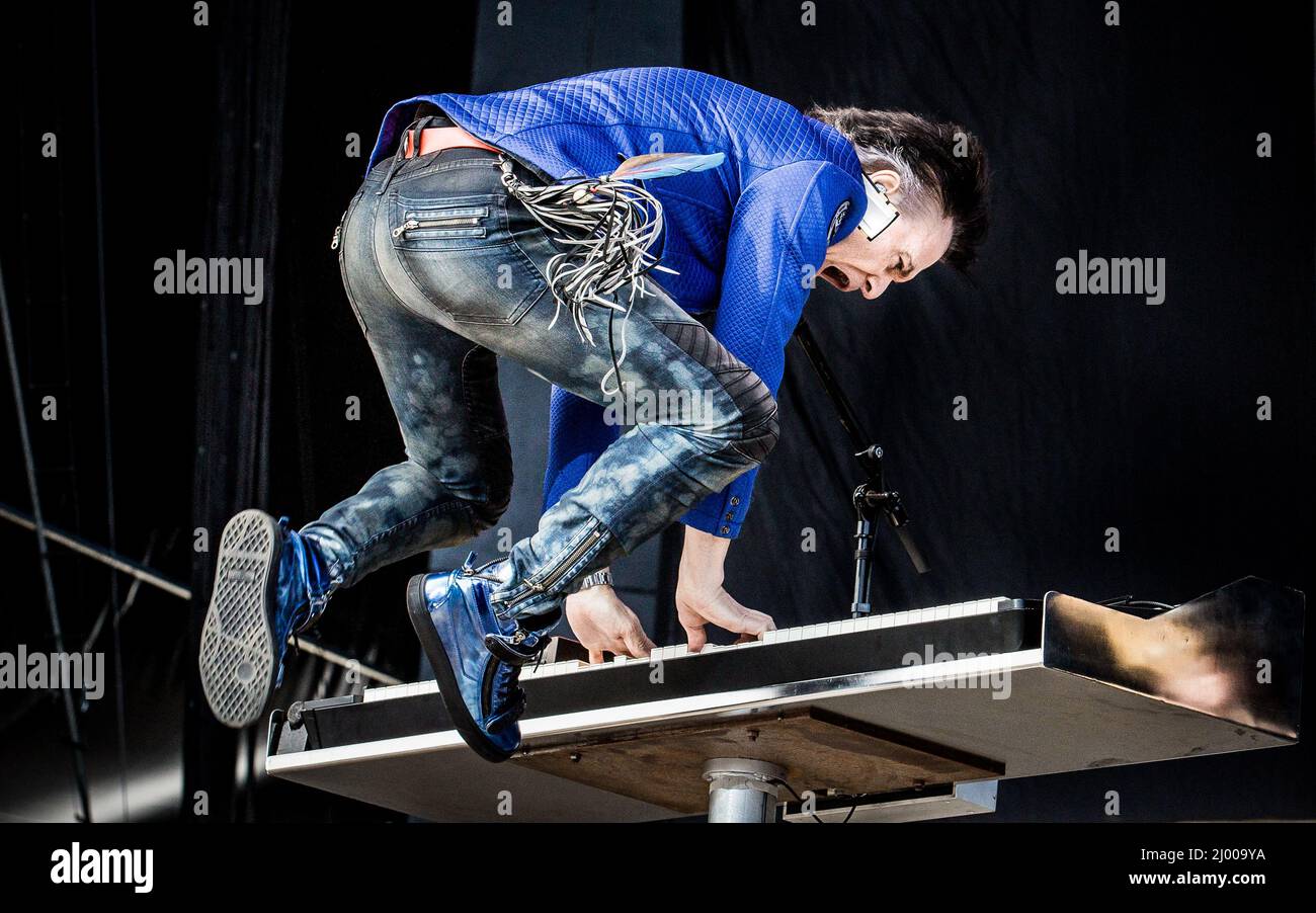 Lawrence Gowan of rock band Styx performing live in concert at Sweden Rock Festival 2019 on 8 June Stock Photo