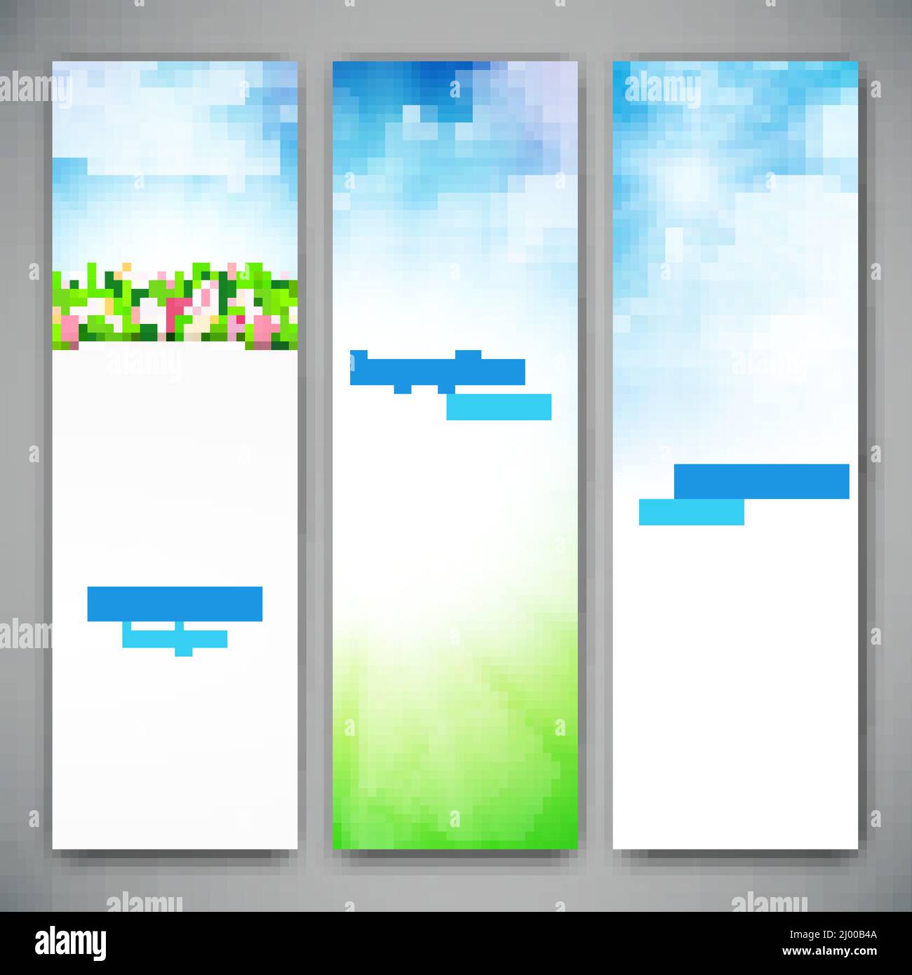 Set of three banners with summer landscape. Vector illustration Stock ...