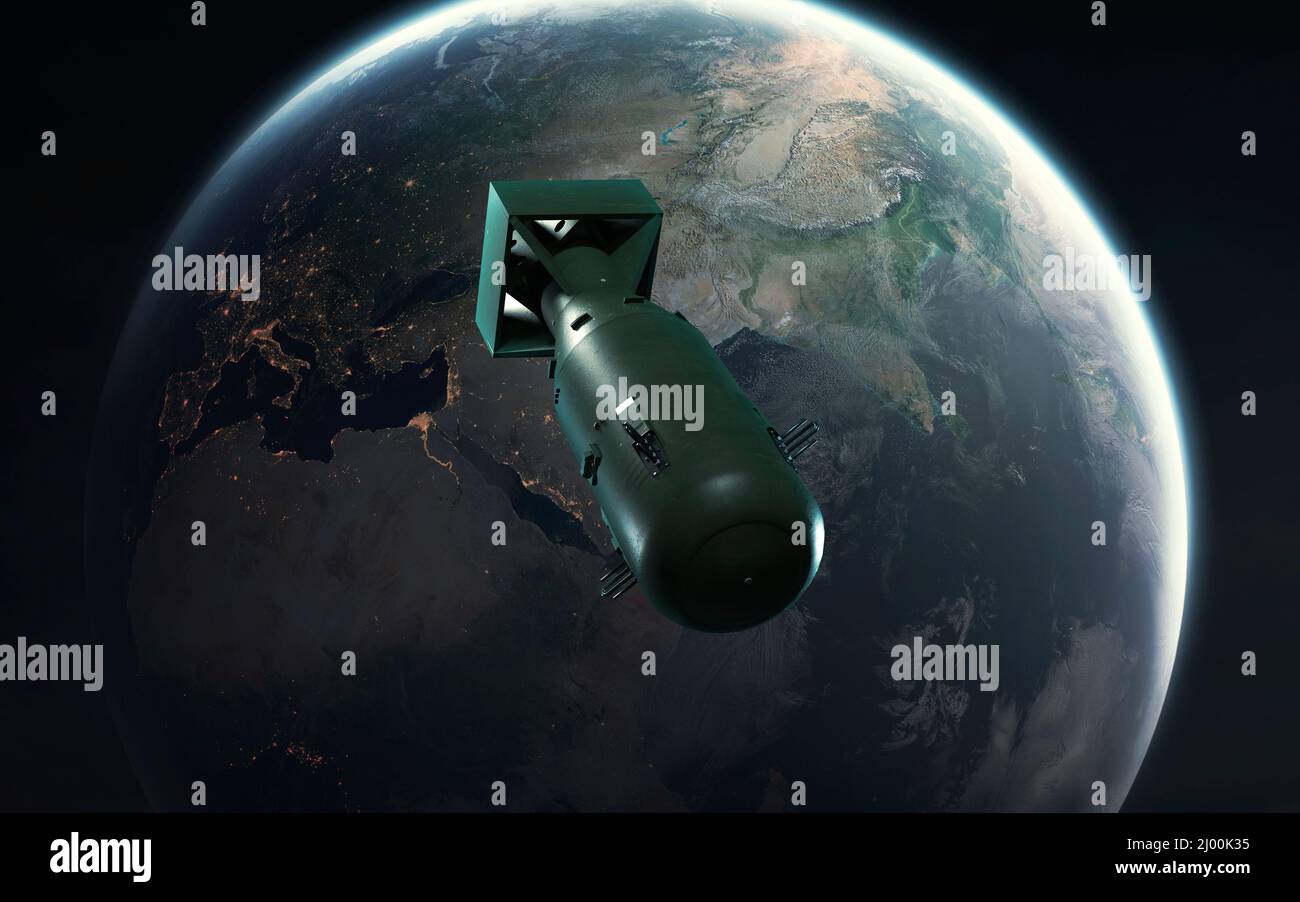 3D illustration of Nuclear war, destruction of the planet. World war ...