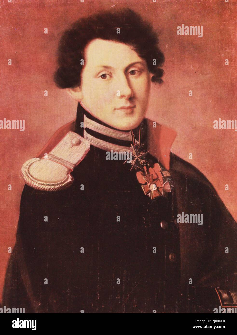 Portrait of a Russian military engineer. Painting from the 1820s. Stock Photo