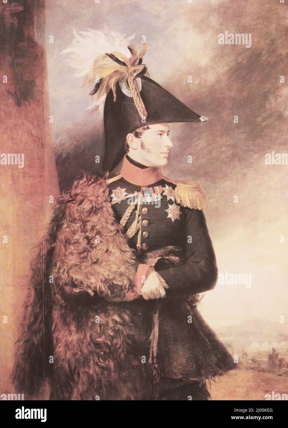 Portrait of Adjutant General Prince A.S. Menshikov. Painting from 1826. Stock Photo