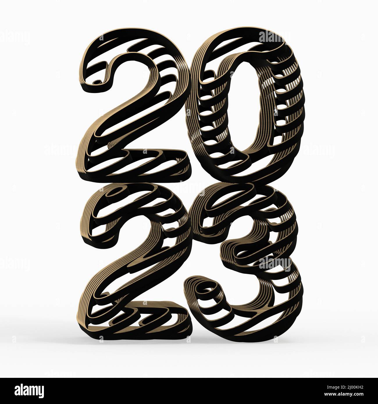 Vertical 3d Rendering Of A Typography Design Of Business Year 2023 Against A White Background 2J00KH2 
