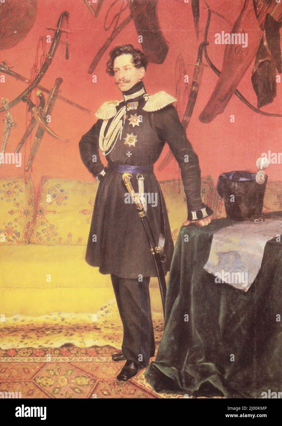 Portrait of Perovsky Vasily Alekseevich - General of the Orenburg Cossack Army of the Russian Army. Painting from the 1830s. Stock Photo