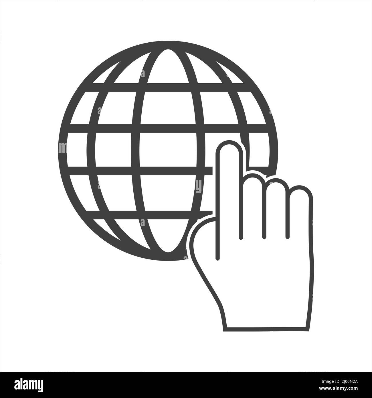Globe icon with hand sign on white background Stock Vector Image & Art ...