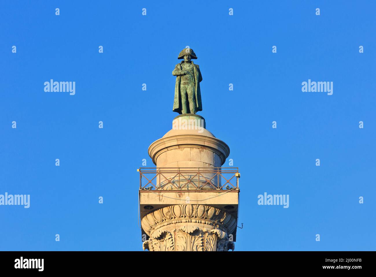 Statue of Napoleon Bonaparte (1769-1821) atop the Column of the Grande Armee in Wimille (Pas-de-Calais), France Stock Photo