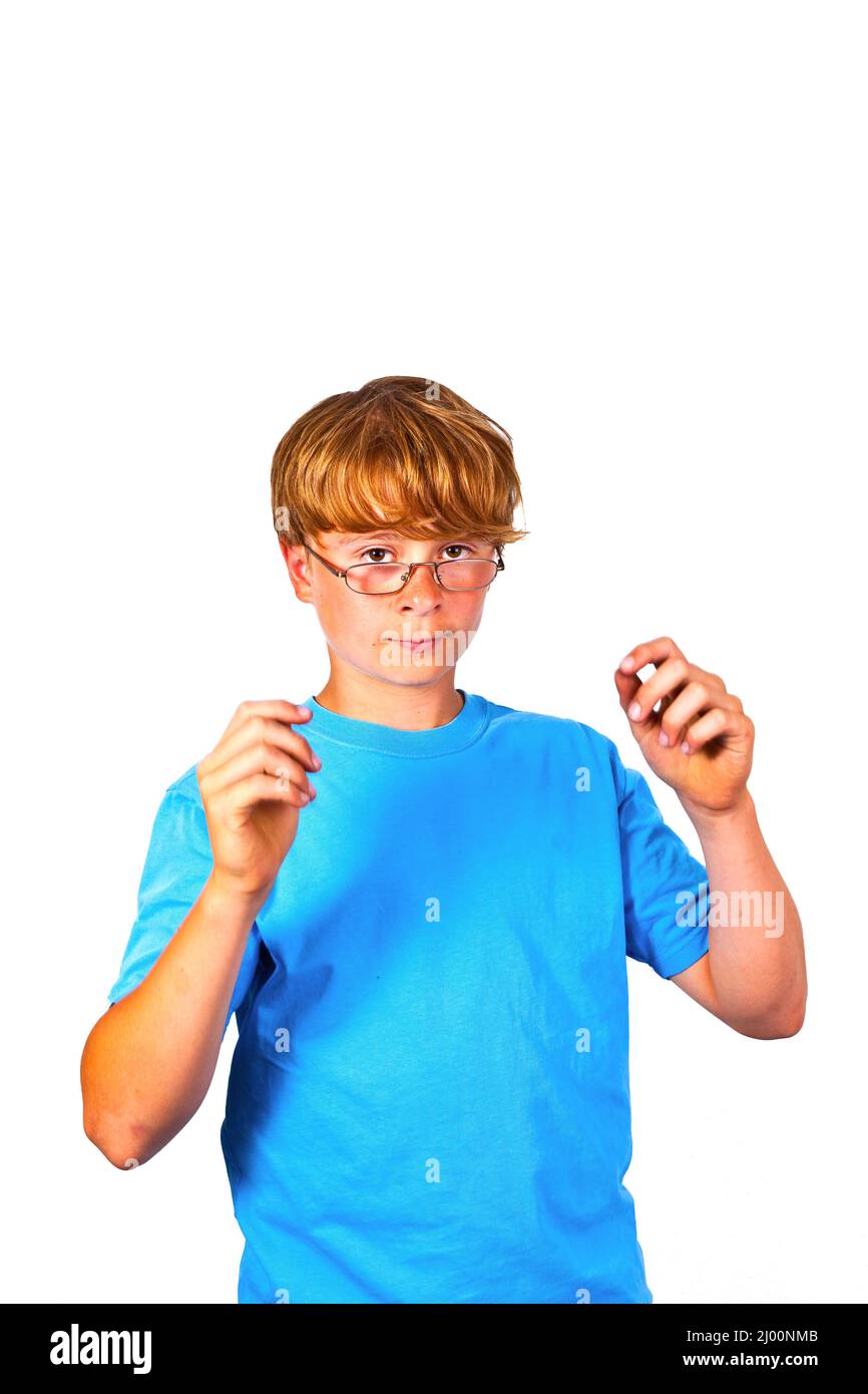 intelligent boy with glasses Stock Photo Alamy