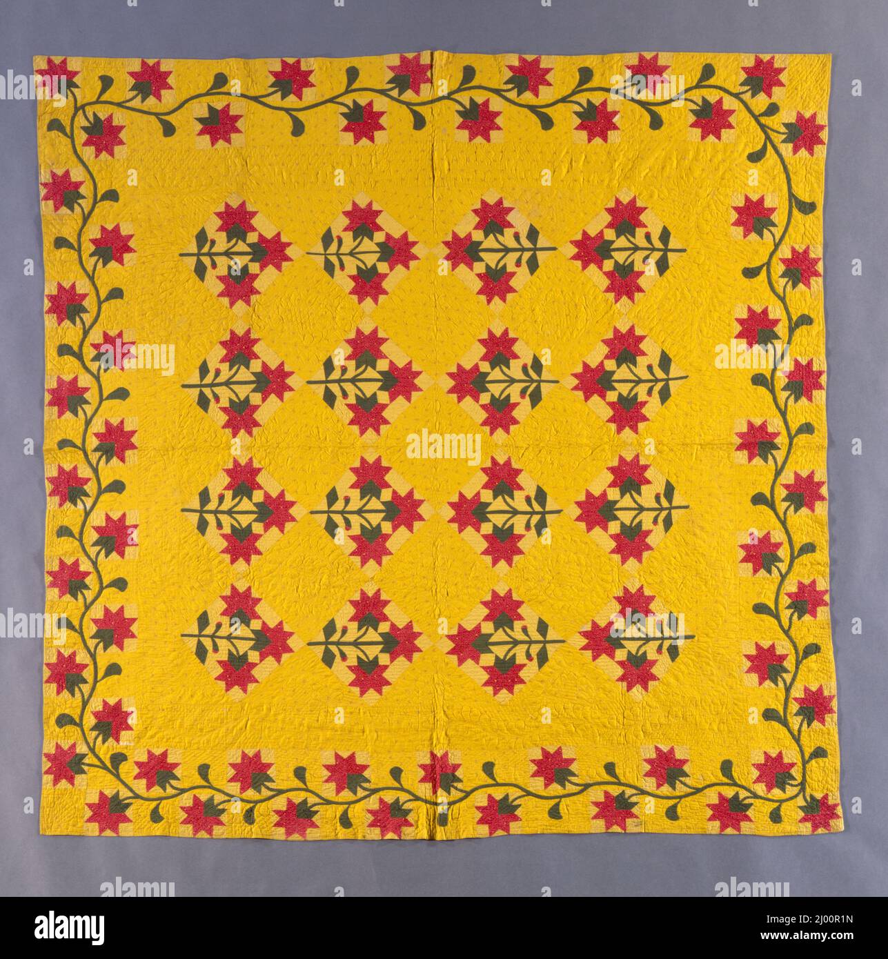 Quilt, 'Peony'. Mary Wallace (United States, active second half of 19th ...