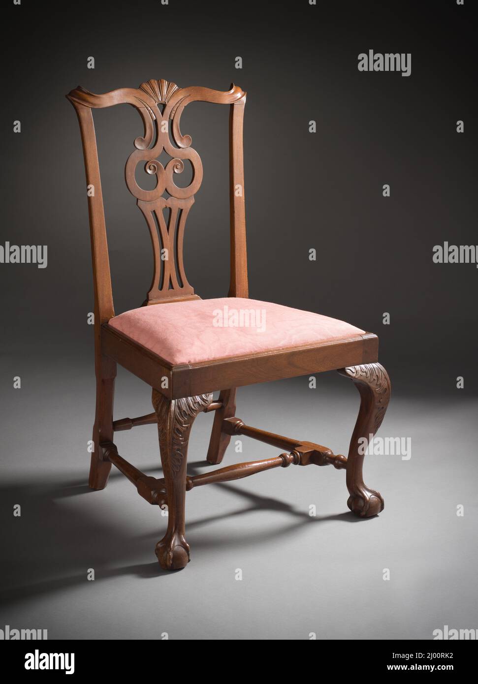 Side Chair with Scroll Splat and Stretchers. United States