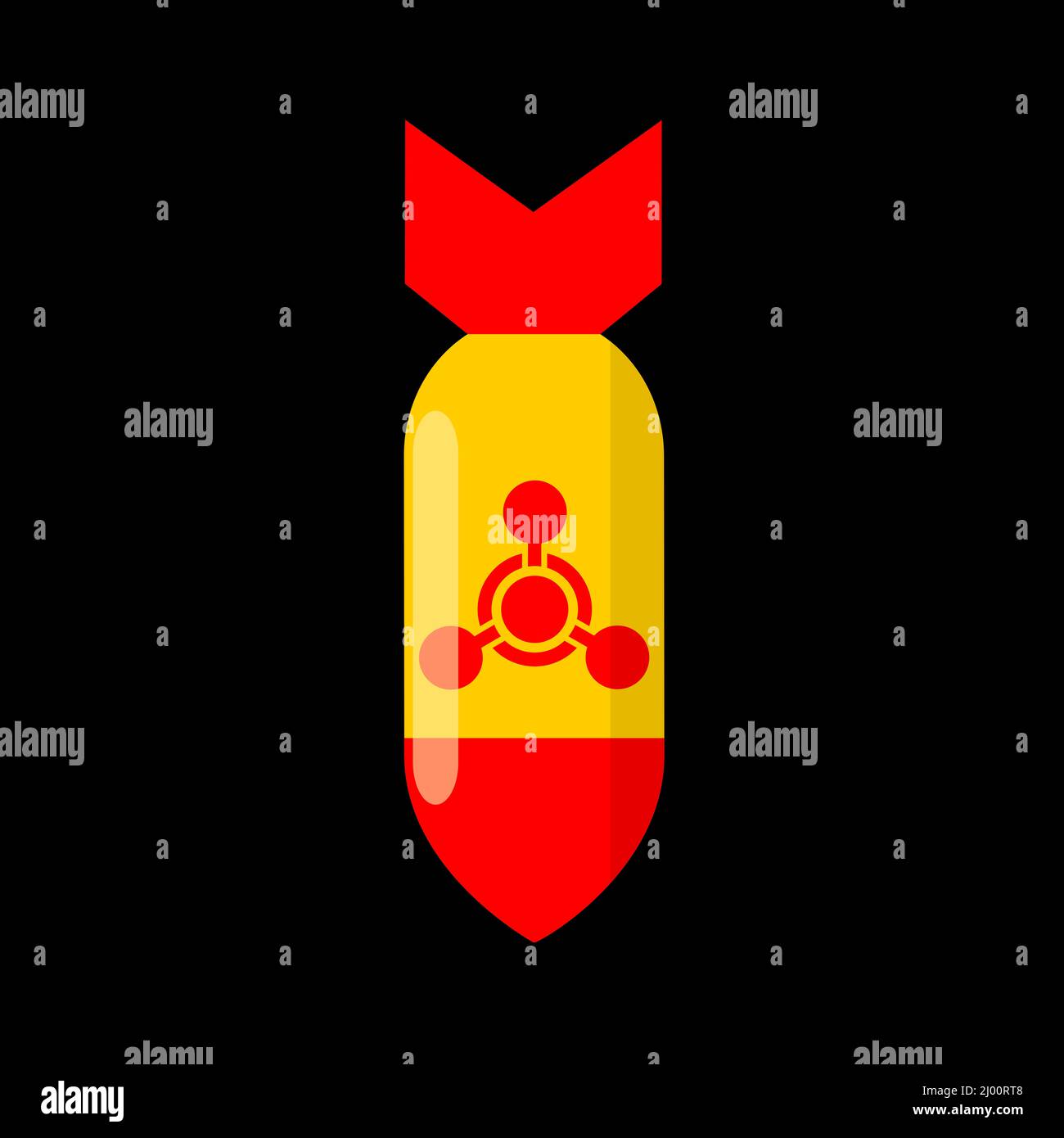 Chemical weapon rocket, missile and bomb is falling and dropping