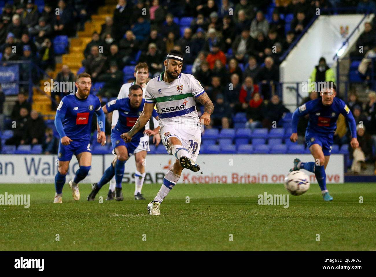 Birkenhead, UK. 15th Mar, 2022. Kane Hemmings of Tranmere Rovers scores