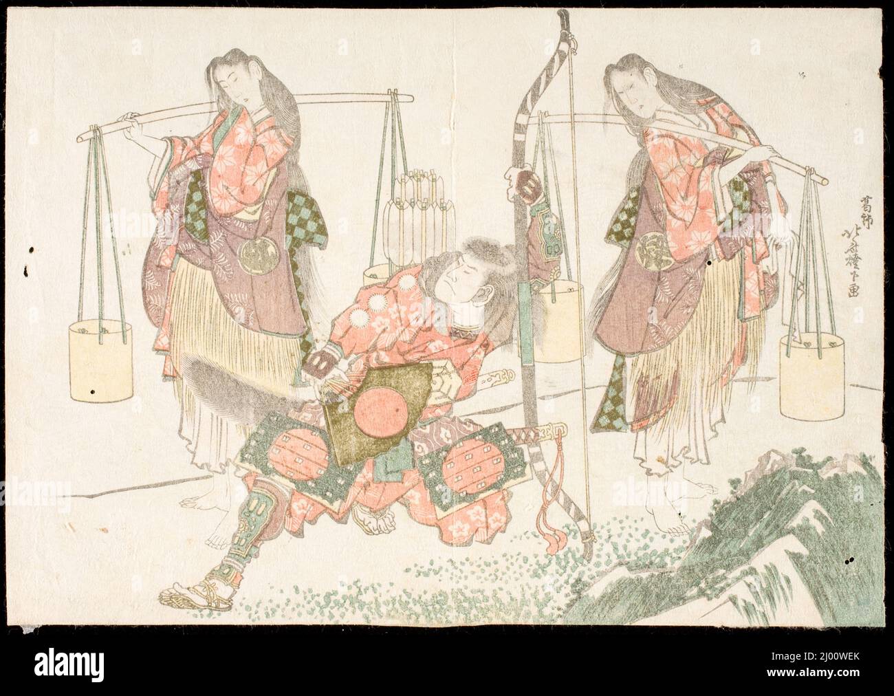 Minamoto no Tametomo and Two Salt Gatherers. Katsushika Hokusai (Japan, 17601849). c. 1808