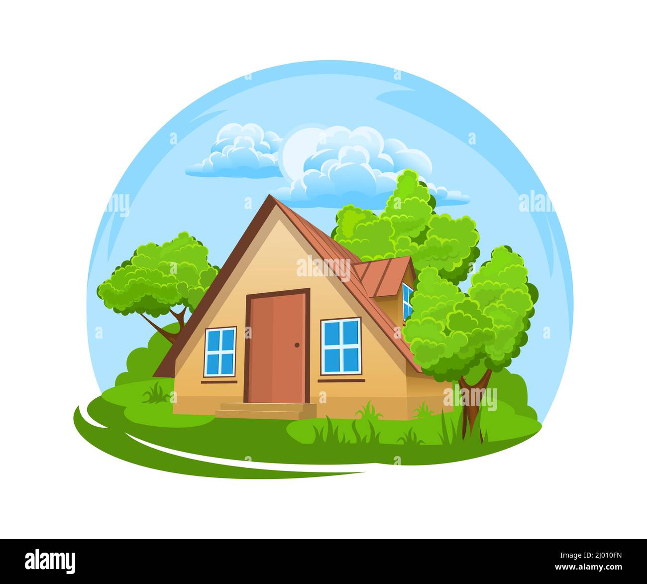 Summer landscape. House surrounded by trees Stock Vector Image & Art ...