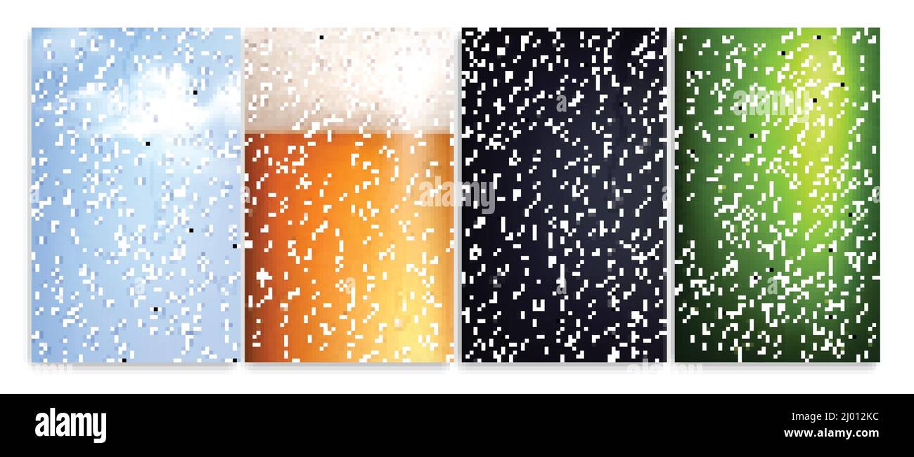 Wiped misted glass set of isolated vertical surfaces with drops and colourful backgrounds with different reflections vector illustration Stock Vector