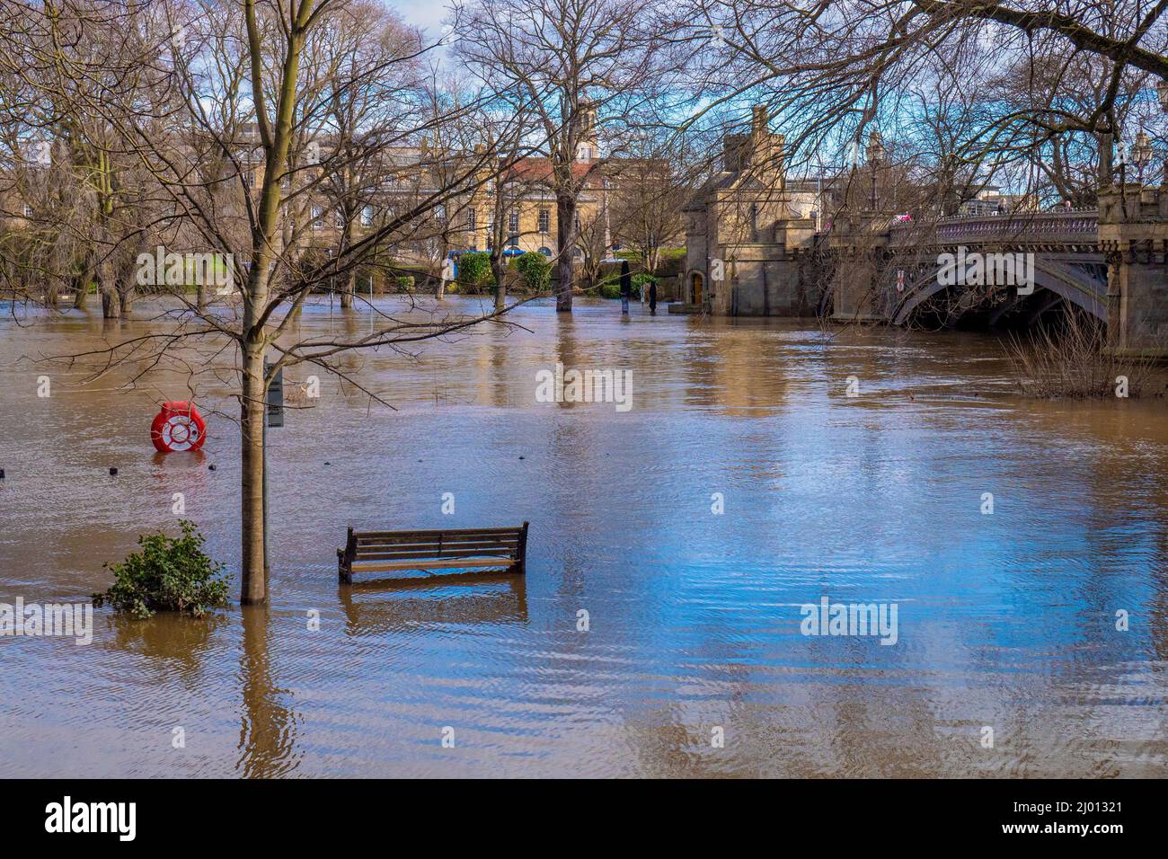 River Ouse floods York, UK Stock Photo
