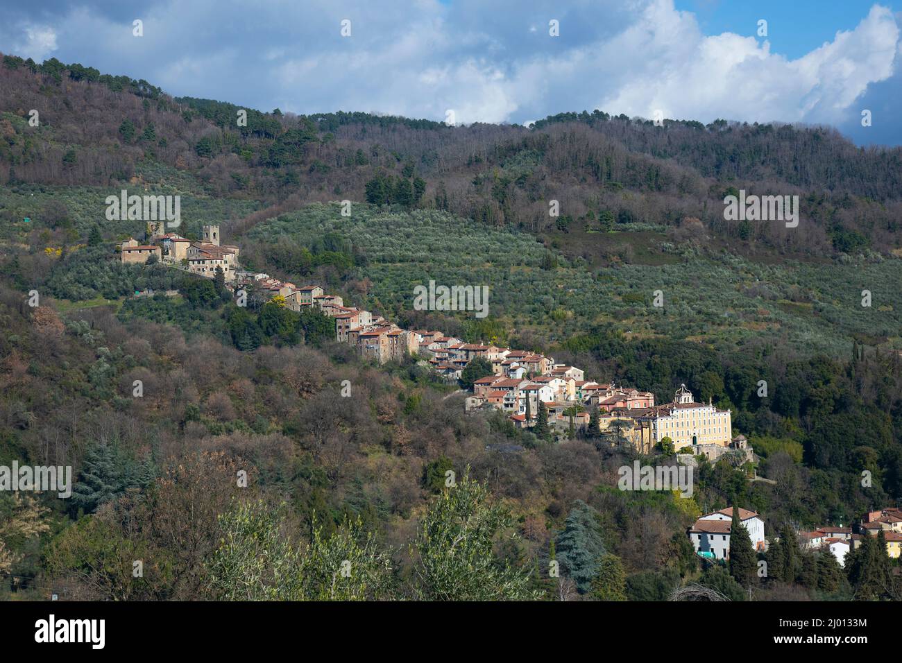 The view of the town Collodi with the Villa Garzoni in front Stock ...