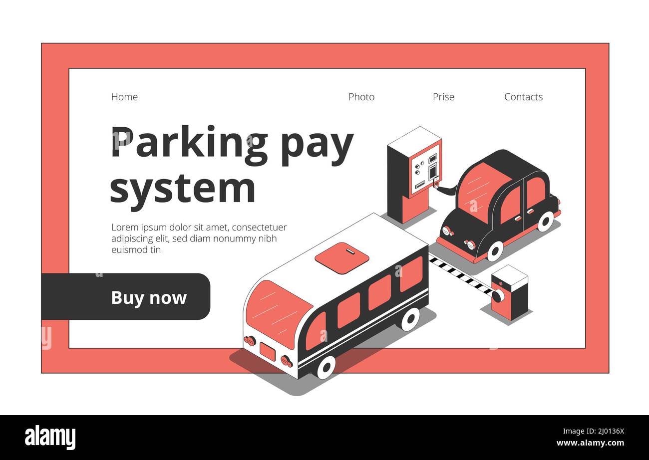 Landing page web site background with car isometric images and ...