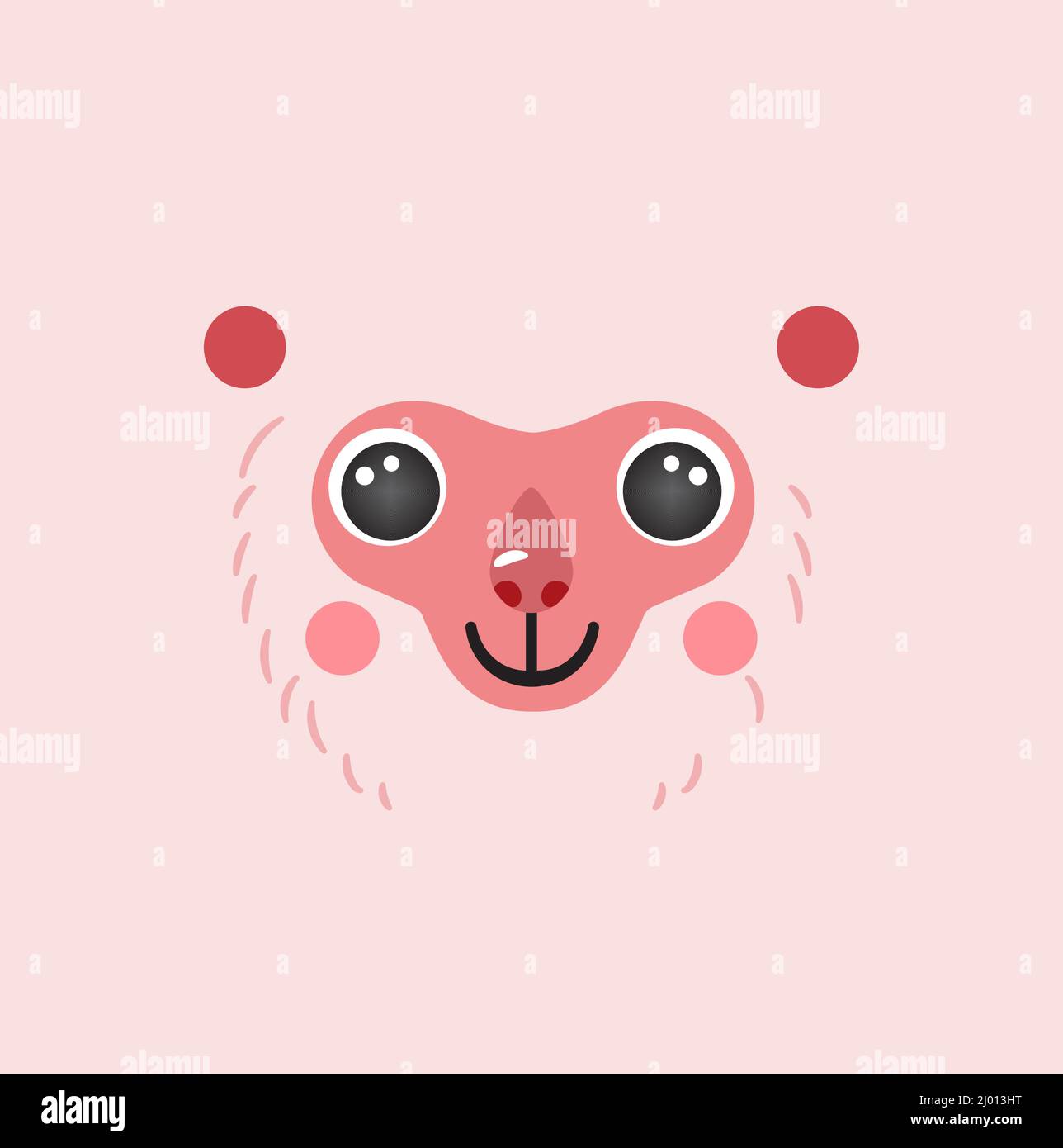 Japanese macaque snow Cute portrait square smile head cartoon round shape animal face, isolated monkey vector icon illustration. Flat simple hand drawn for kids poster, cards, t-shirts, baby clothes Stock Vector