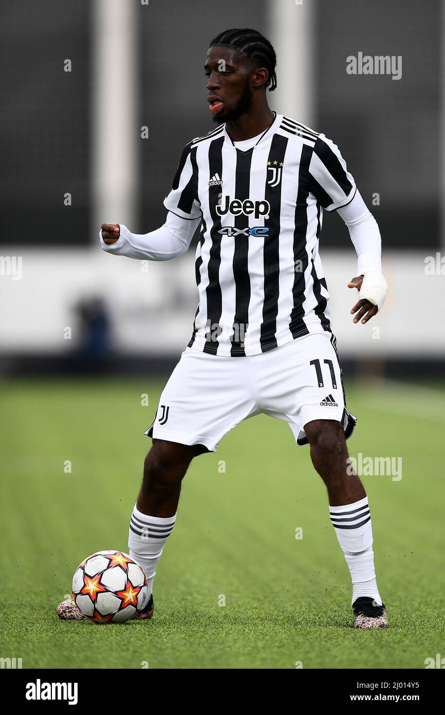 Vinovo Italy. 15 March 2022. Samuel Iling Junior of Juventus FC U19 in action during the UEFA Youth League quarterfinal football match between Juventus FC U19 and Liverpool FC U19. Credit Nicolo Campo...