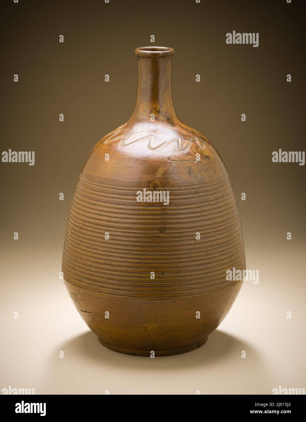 Early 19th Century Sake Bottle with Tan Crackle Glaze Early 19th Century Sake Bottle with Tan Crackle Glaze