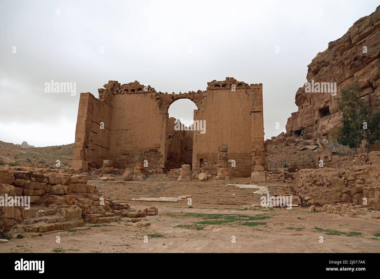 Qasr al Bint temple at Petra in Jordan Stock Photo
