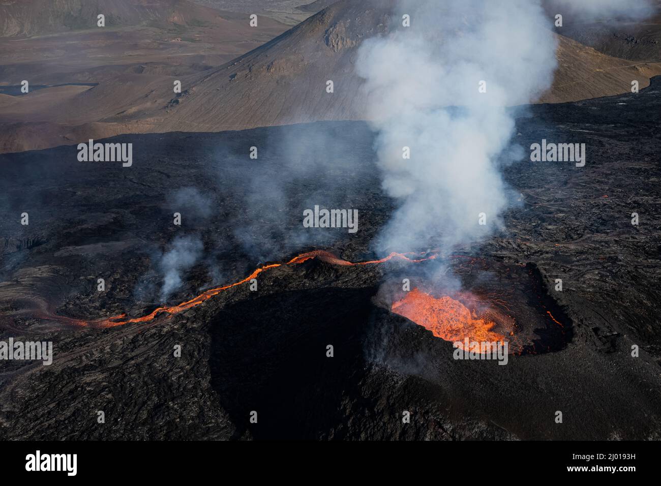 Fagradalsfjall volcano eruption in Iceland. September 2021 Stock Photo
