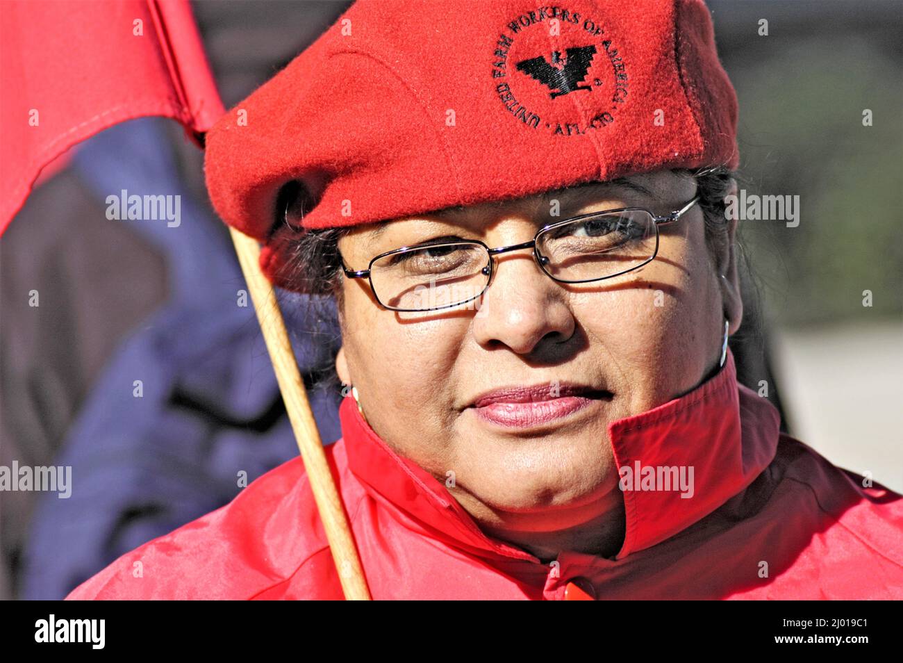 United Farm Workers protester in California dealing with labor laws in