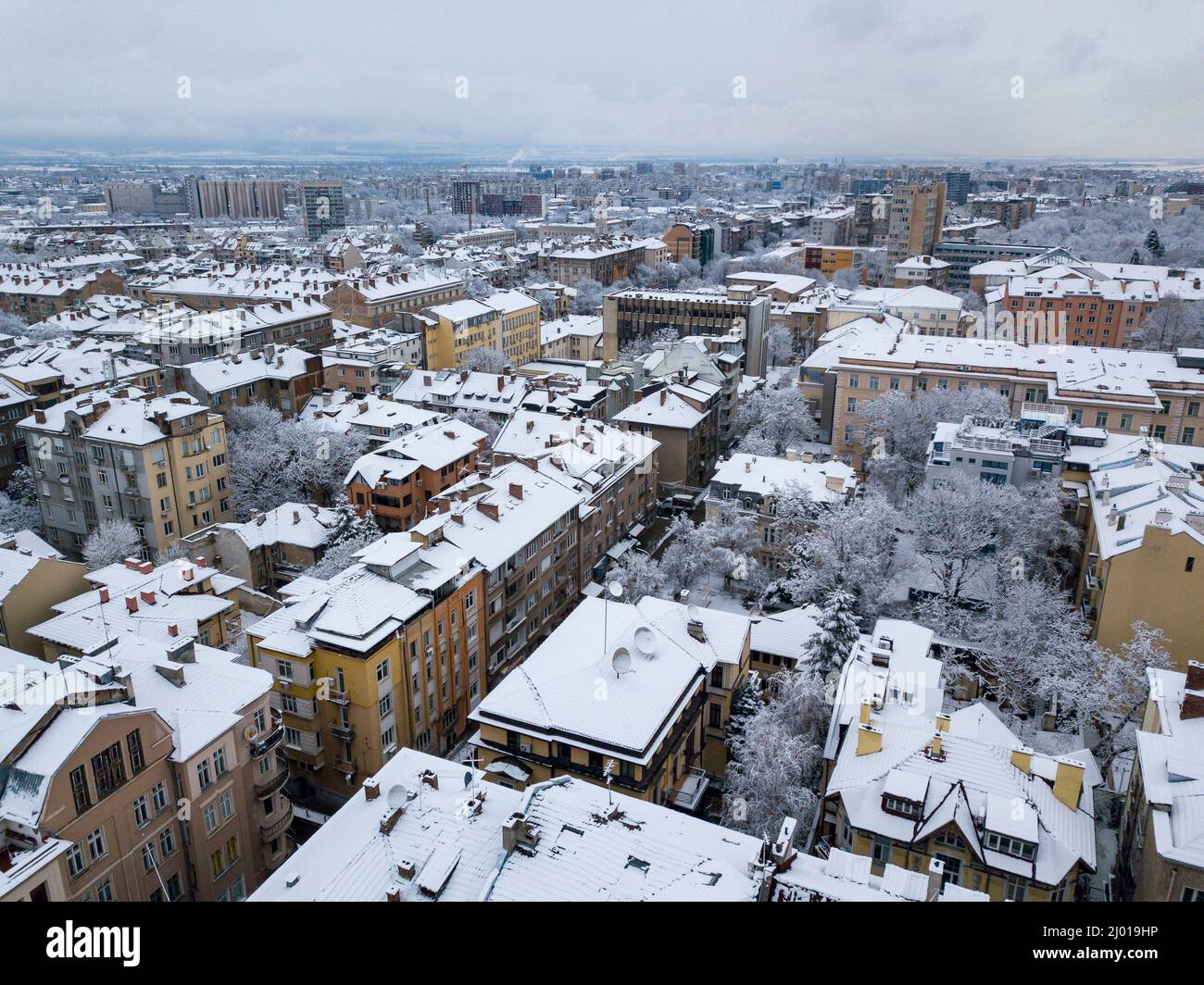 Aerial view of Sofia city in Bulgaria during the winter Stock Photo - Alamy