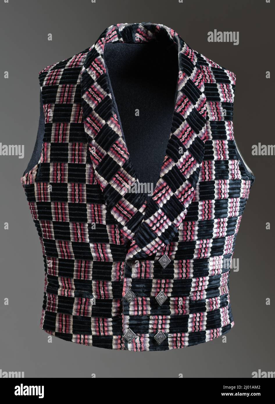 Man's Vest. England, circa 1845. Costumes; principal attire (upper body). Silk cut and uncut