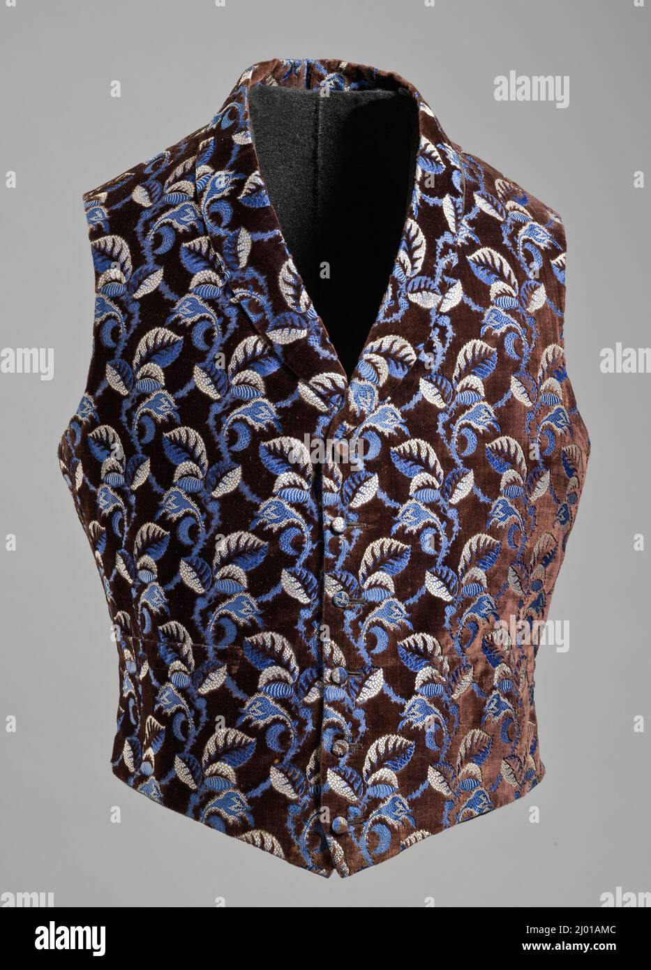 Man's Vest. England, circa 1845. Costumes; principal attire (upper body). Silk cut and voided