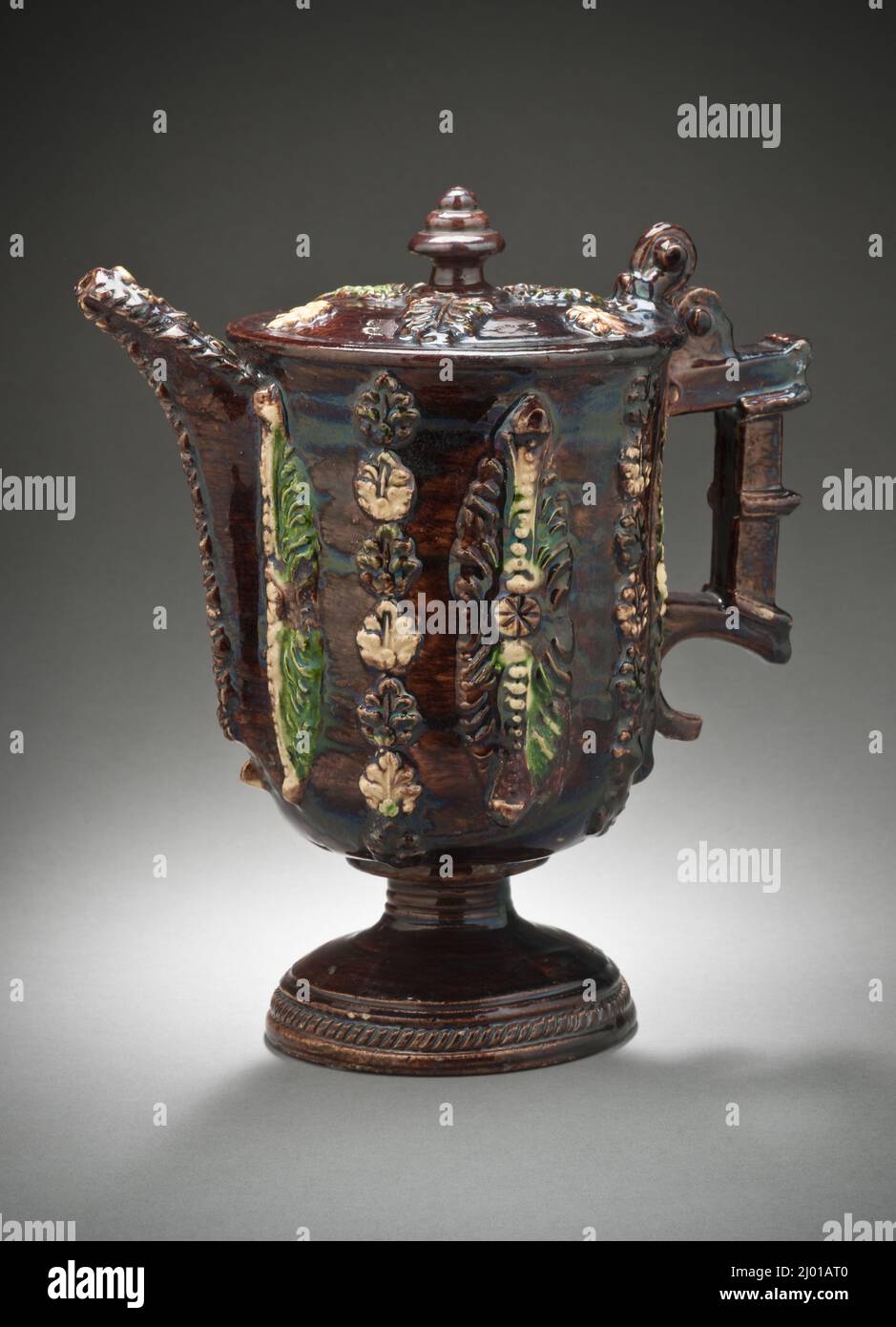 Ornamental Ewer with Floral Decoration. Palissy (after), Bernard (France, 1509–1590). France, possibly Agen, circa 1560-1600. Furnishings; Serviceware. Lead-glazed earthenware, Palissy ware Stock Photo