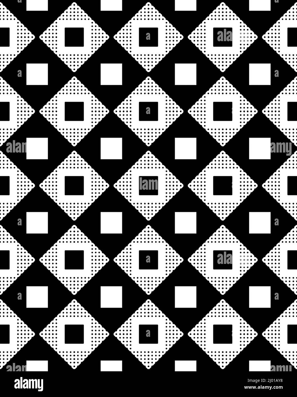 Abstract black and white illustration with a seamless geometric tile ...