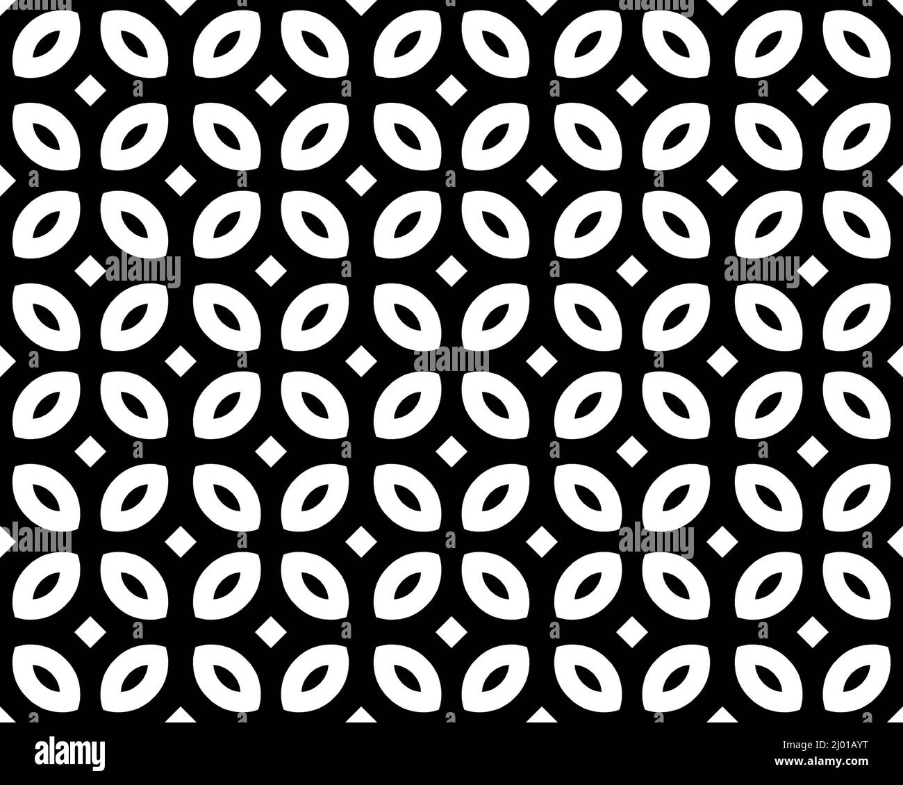 Abstract black and white illustration with a seamless geometric tile ...