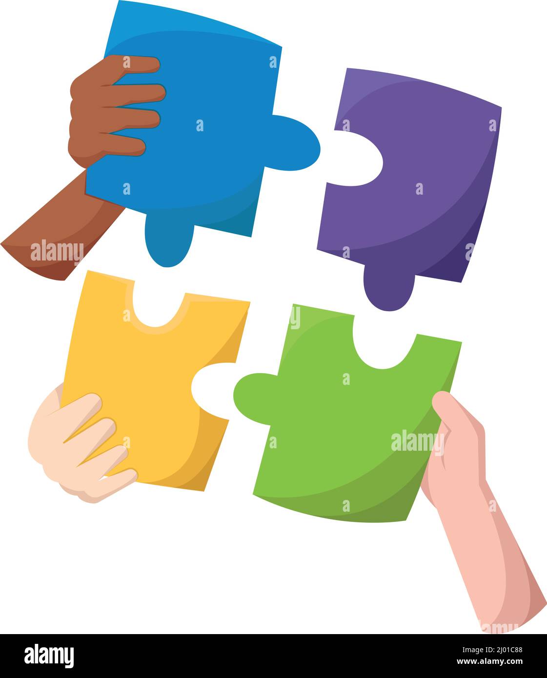Group of hands holding pieces of a puzzle Business teamwork concept ...