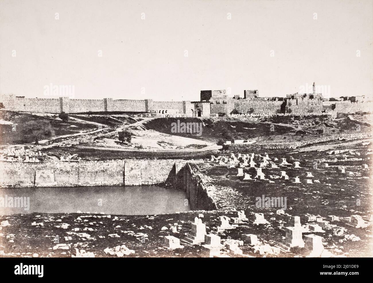 Jerusalem - Birket-Mamillah. Auguste Salzmann (France, 1824-1872). Israel, circa 1856, printed circa1856. Photographs. Salt print Stock Photo