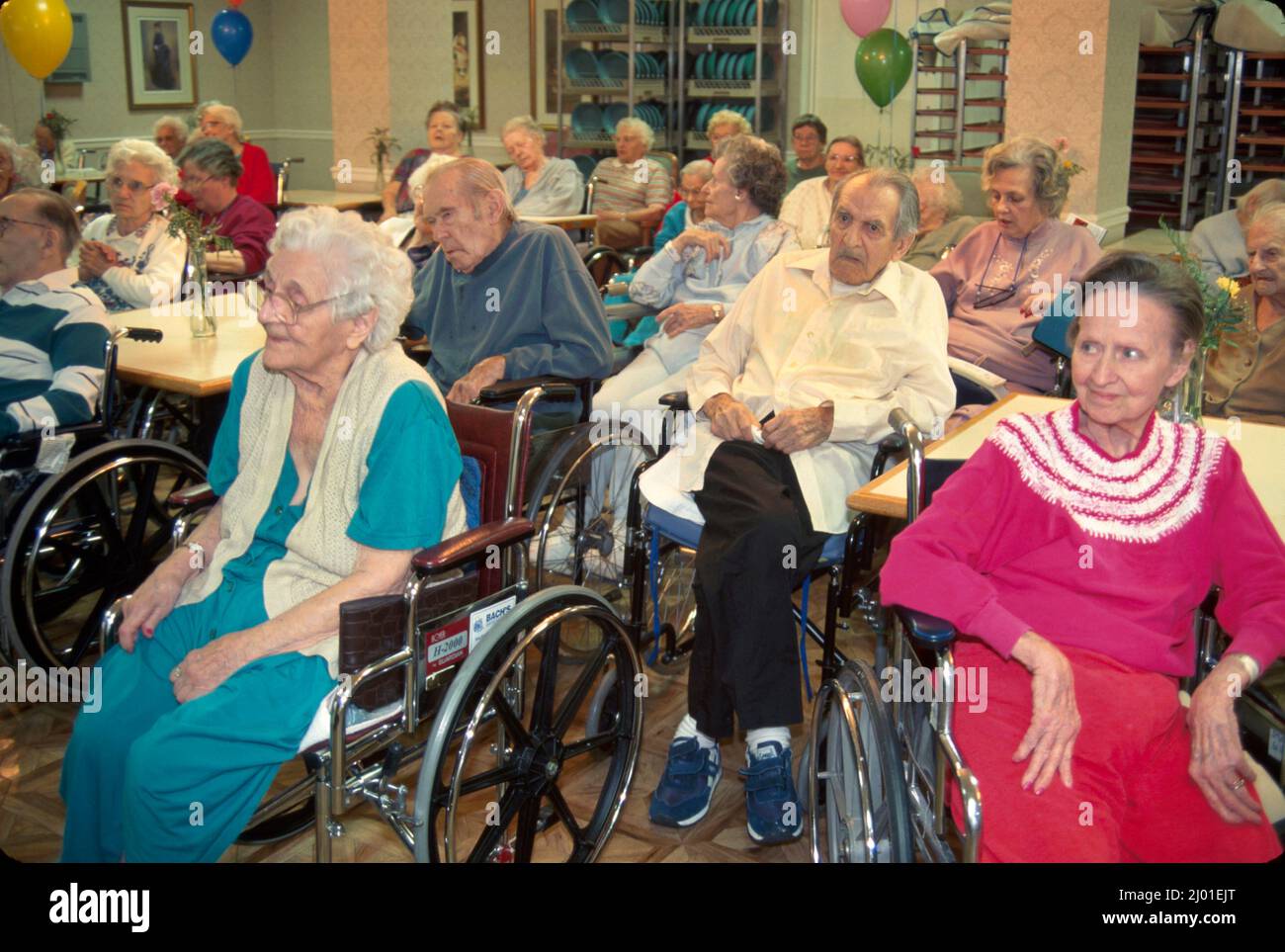 New Jersey,Morristown,nursing home residents,seniors,elderly,wheelchairs,aging,healthcare,NJ171 Stock Photo